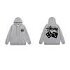 Mens Hooded Zip-Up Fleece-Lined Sweatshirt With Letter Print Casual Oversized Pullover Winter Jacket