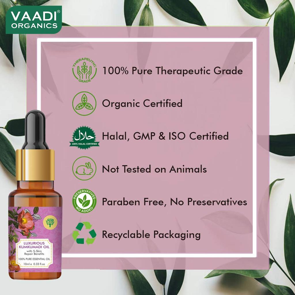 VAADI HERBALS Luxurious Kumkumadi Oil 10 ml Pack Of 1 – Brightens Complexion, Reduces Dark Circles & Pigmentation