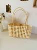 Hand-Woven PVC Shoulder Bag: French-Style Basket for Beach or Market