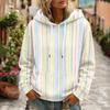 Women's Striped Long Sleeve Hoodie with Pocket and for Casual Wear