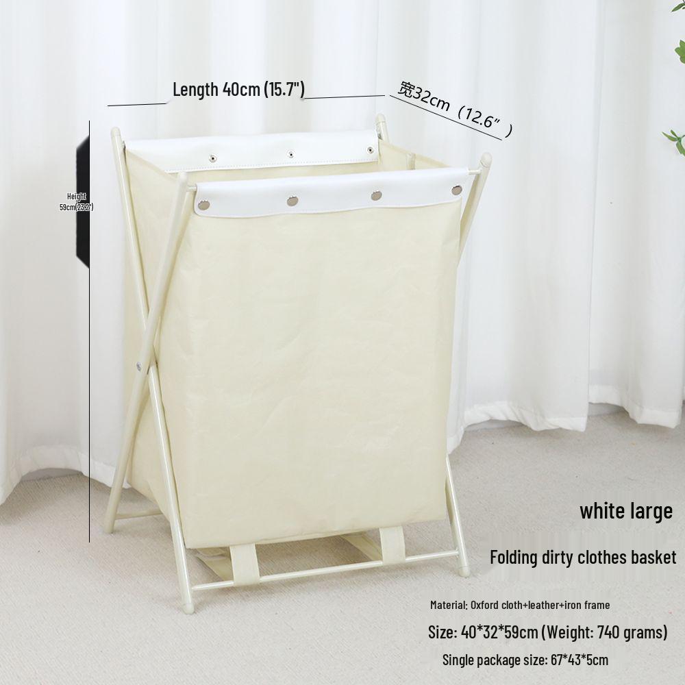 Foldable Fabric Laundry Basket with Iron Frame for Dorm and Bathroom