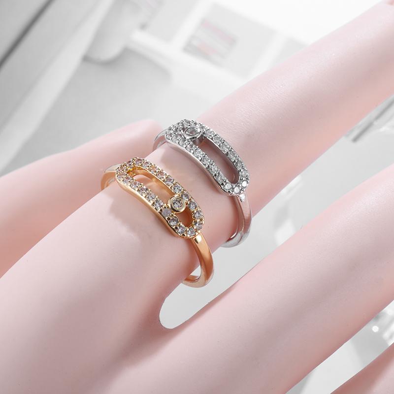 Zarter eingelegter Zirkon geometrischer Ehering Frauen versilberter offener Ring Mädchen romantischer Hochzeits-Verlobungs-Party-Schmuck