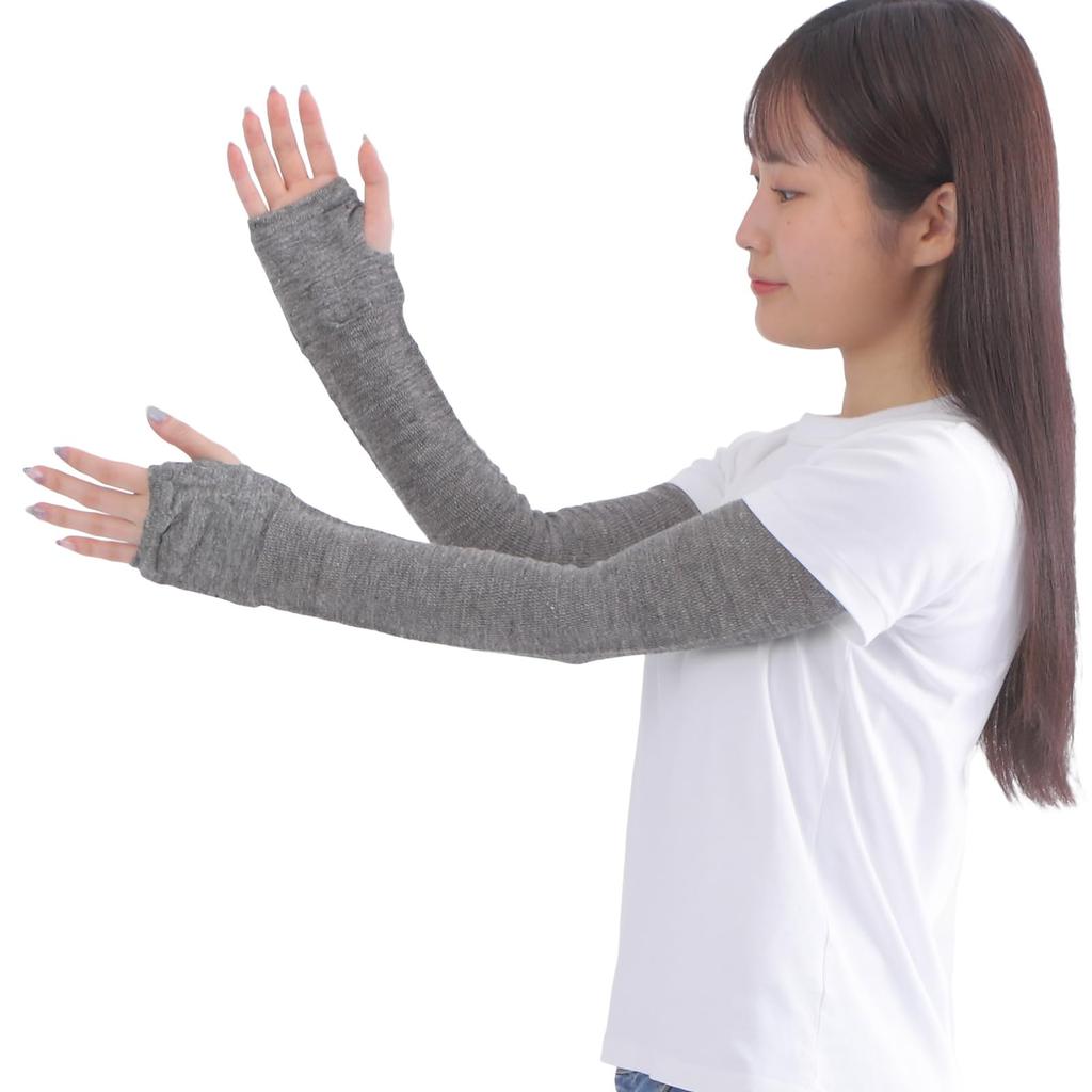 Linen Arm UV Sun Made in Japan [fivebear] Women's Covers, Protection, Protection, Long, (Gray)