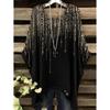 Damskie T-shirty Letnie Gradientowe Sequin Graficzne Topy Dekolt O-neck Damska Odzież Vintage Kwiatowy Nadruk Koszulki Luźne Oversize