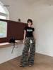 INSS 2026 Spring Women's Slimming Straight Leg Retro Camouflage Water Ripple Jeans