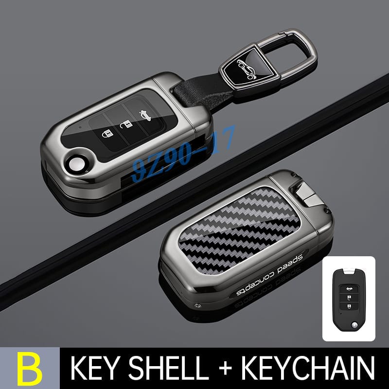 For Honda Accord Civic Cr-V Crv Carbon Fiber Accessories Metal Carbon Fiber Car Key Fob Case Cover Keychain