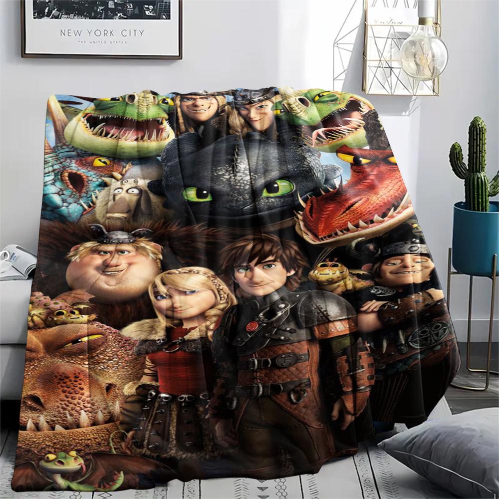 1Pc Dragon Training Print Flannel Blanket, High quality Comfortable for All Seasons, Home Decor, Warmth and Comfort, Perfect for Gifts