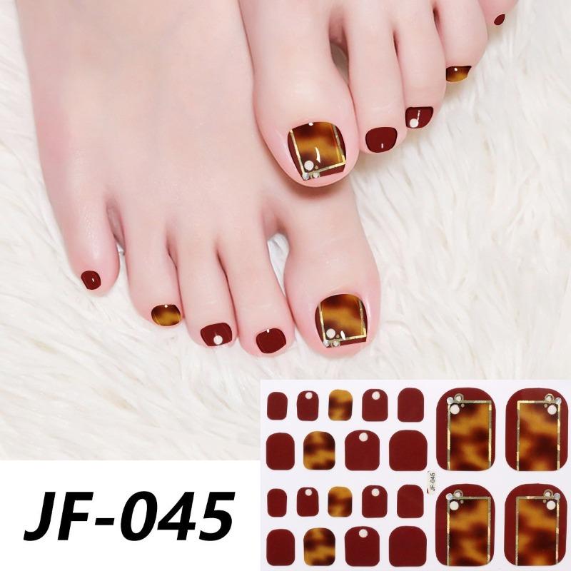 Naklejki na paznokcie u stóp w jednolitym kolorze, z brokatem i efektem kociego oka, wodoodporne, wybielające, pełne naklejki, naklejki na paznokcie u stóp, naklejki na paznokcie z efektem aurora