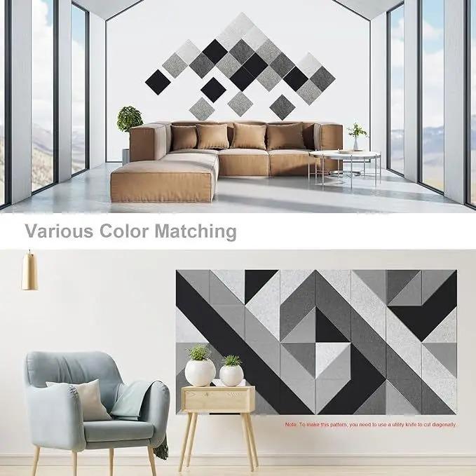 6pcs 30x30cm Acoustic Panel Self-adhesive Felt Wall Stickers Sound-absorbing Soundproof Board for Cinema Studio Game Hall Reco