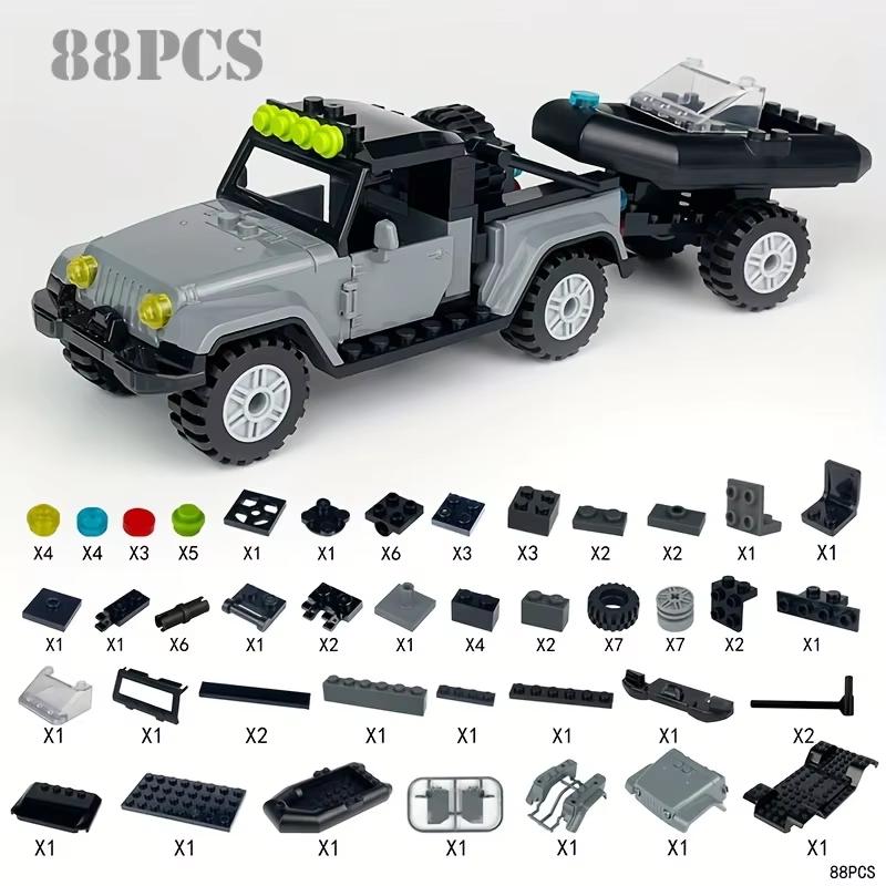 

88 шт. Серый Боевой Топор Пикап Автомобиль Симуляционная Модель Маленькая Развивающая Сборная Игрушка-Конструктор Подарок