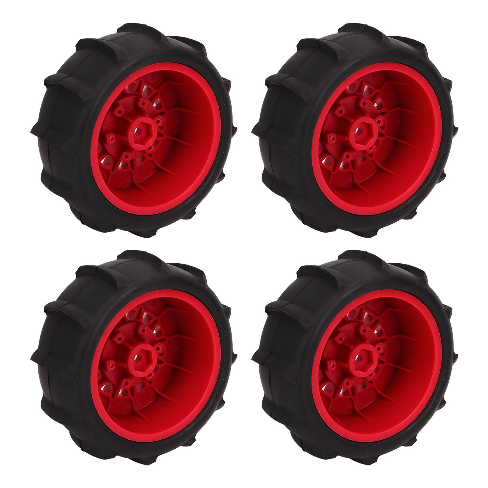 

4 PCS RC Car Snow Wheels Tires Excellent Grip Thickened Weighted RC Car Accessories with 12mm 14mm 17mm Colligator Red червоний