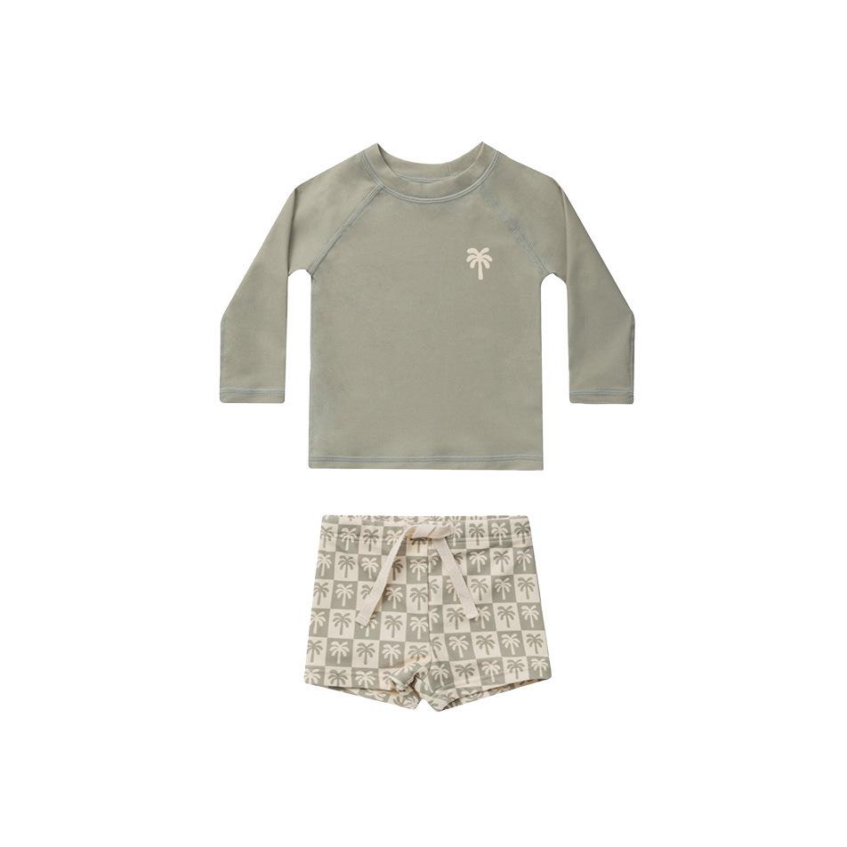 Boys  Long Sleeve Sun Protection Swimsuit - Summer Quick Dry Infant Swimwear Size 130 (7-8y)