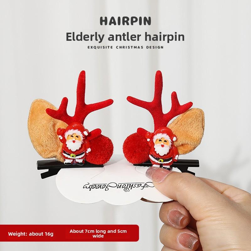 

Рождественские заколки для волос с оленьими рогами, новогодние заколки для волос, заколки-уточки с оленьими рогами, милые и нежные головные уборы