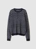 Pokeopeiseu Cable Stripe Henley Neck Knit Navy