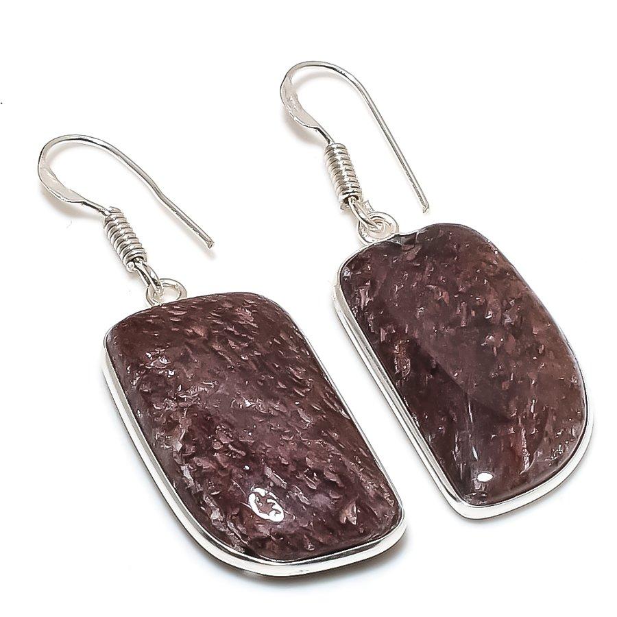 Natural Lodolite Quartz Gemstone 925 Sterling Silver Jewelry Earring 1.85 AE-12477