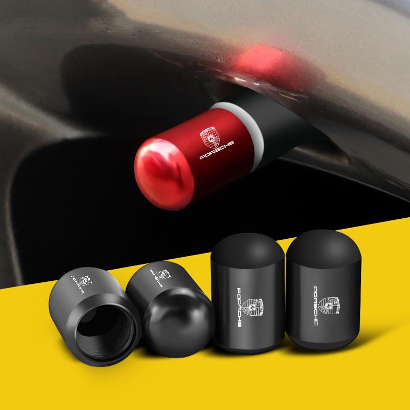 4pc/Set Metal Car Wheel Tire Valve Air Stem Cap For Porsche Panamera Macan Boxster Cayman Cayenne 911 718 Decoration Accessories
