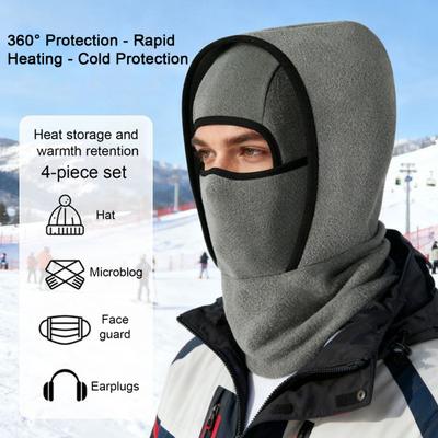 Winter Thermal Hat Cold Weather Windproof Outdoor Skiing Motorcycle Riding Cycling Fleece Face Guard Balaclava Hood Neck Warmer