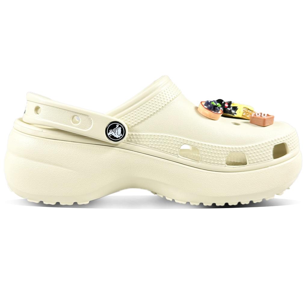 Crocs Classic Platform Clog EVA Ice Cream Cloud Beach Versatile Casual and Comfortable Hole Shoes Women's Bone White