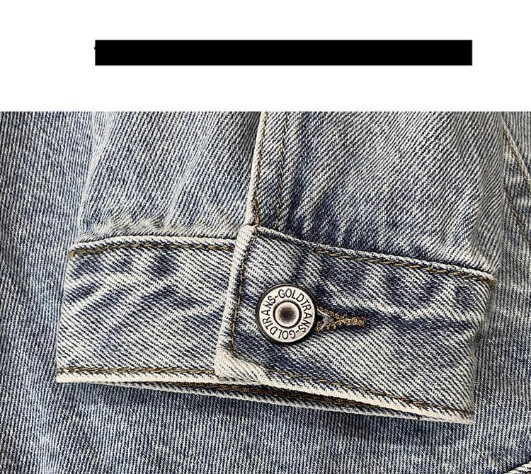 Men's American Retro Embroidered Washed Denim Jacket - Trendy, Loose Fit, Casual Spring/Autumn Outerwear