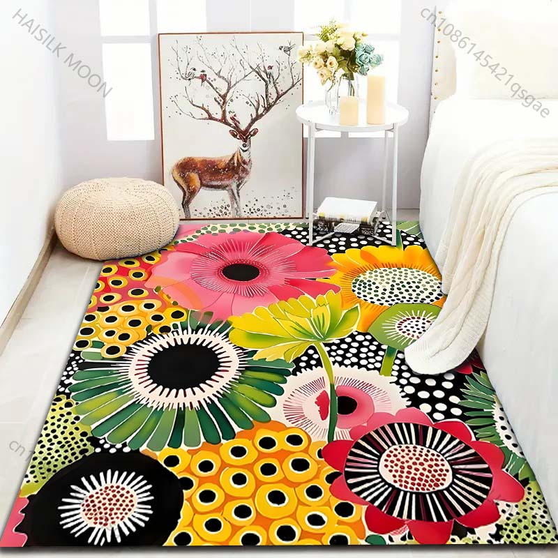 Multiple sizes Colorful Floral Pattern Rug Carpet for Living Room Bedroom Sofa Home Decor Non-slip Floor Mat Luxury Gift