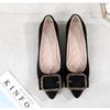Single shoes pointed flat bottom work shoes 2025 new comfortable and versatile shallow mouth women's shoes foreign style Doudou shoes black suede