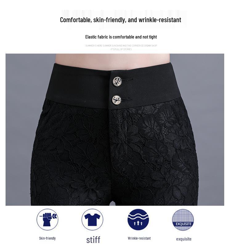 Women's High-Waisted Lace Wide-Leg Pants - Summer Bell Bottom Style