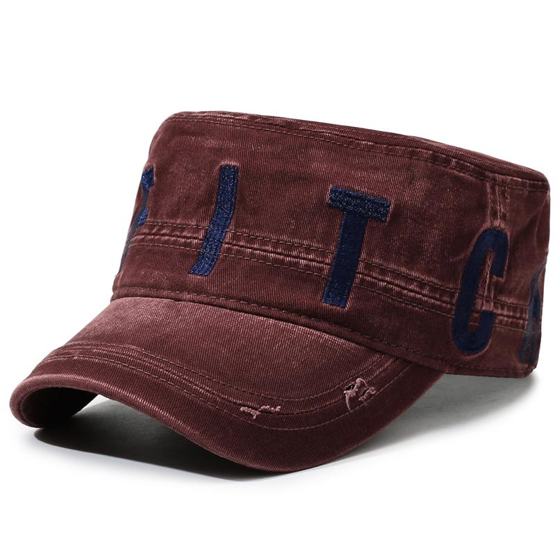 Vintage Flat Top Hat Men Women Letters Sunscreen Sun Hat Outdoor Cap красный