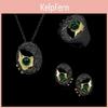 Black Three Jewelry Piece Gold Set With Emeralds And Gemstones