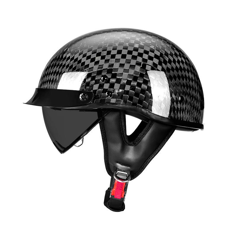 AD Carbon Fiber Retro 3C Certified Motorcycle Half Helmet for Men & Women