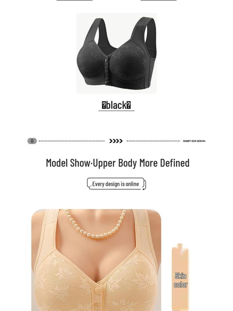 Baumwoll-Weste BH mit Frontverschluss in Übergröße: Weich, ohne Bügel, atmungsaktiver Druck für Mittelalte & Ältere.