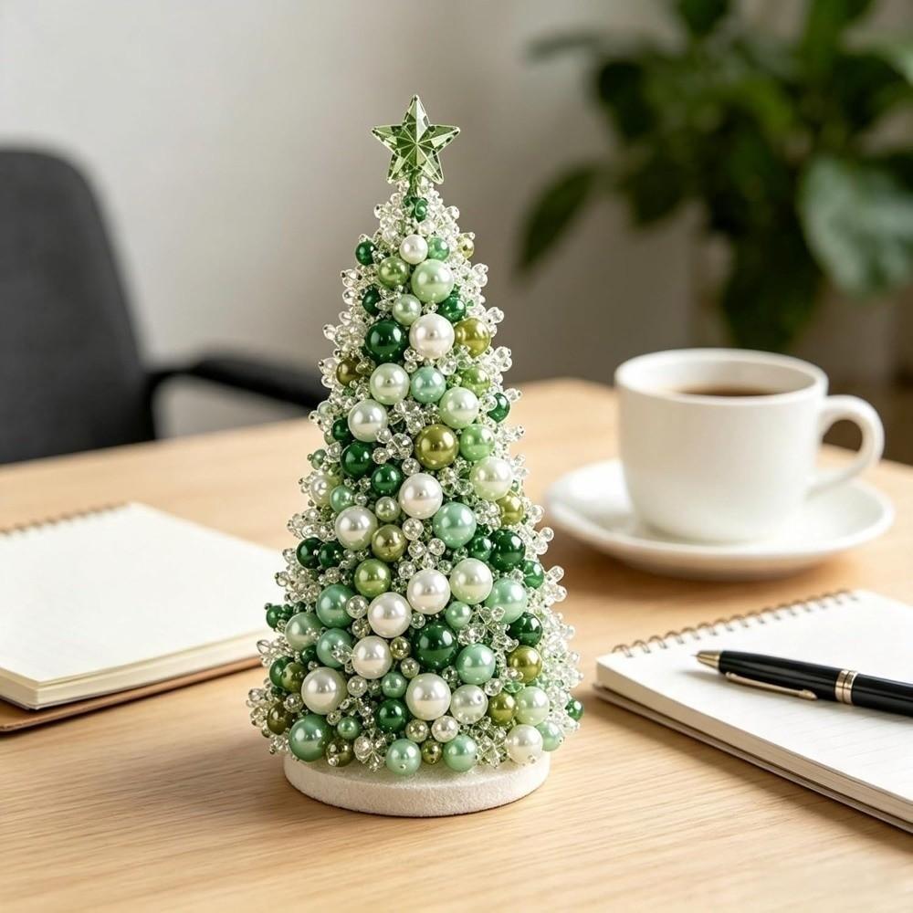 Sparkling Christmas Tree Craft Kit Colorful Tabletop Beaded Christmas Tree  Beginner-Friendly