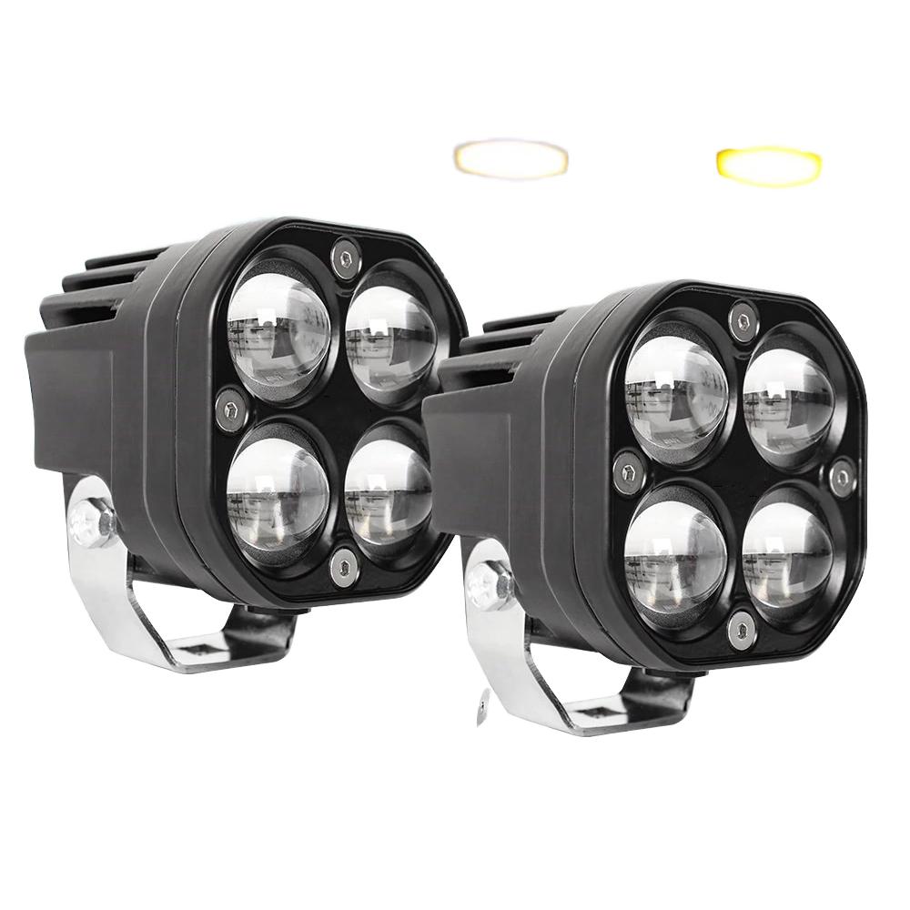 3 Inch 40W Square Car LED Work Light 5D Lens Yellow White Dual Color High Low Beam Bumper Fog Inspection Spotlight