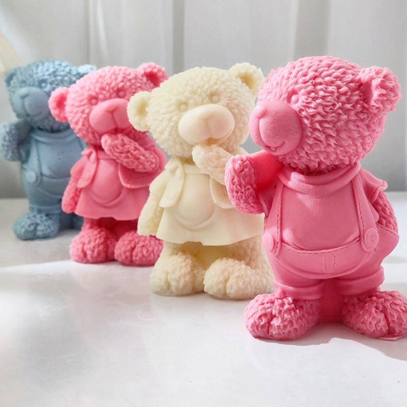 3D Standing Bear Shape Candle Silicone Mold for DIY Hand-made Candle Ornaments Mould Handicrafts Making Tool Baking Mold