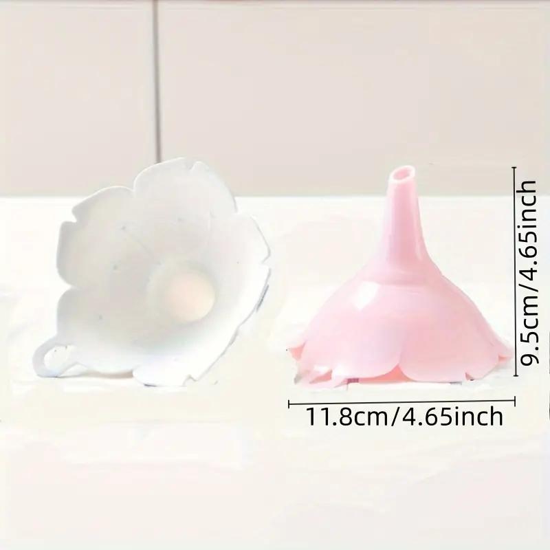 1pc Cute Cherry Blossoms Mini Plastic Gel Foldable Style Funnel Hopper Kitchen Tool Kitchen Funnel