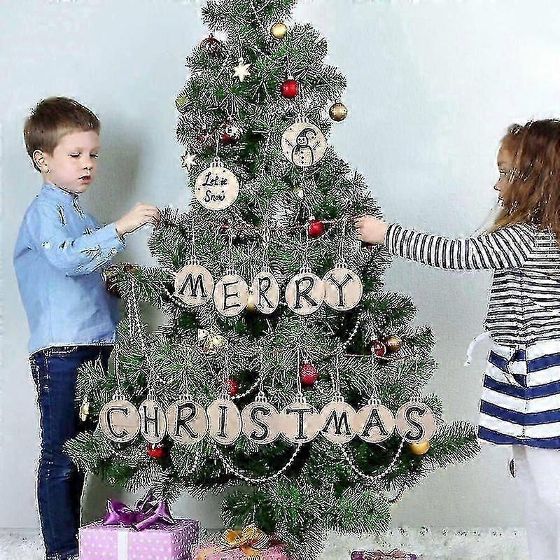 Aisiting Christmas decorations-Set Of 50 Round Blank Wooden Christmas Baubles To Hang With Strings For Holiday Decorations And Crafts