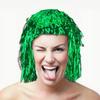Foil Tinsel Wig Metallic Fancy Dress Shiny Wig 80s Disco Cosplay Party Supplies Photo Booth Props for Adults