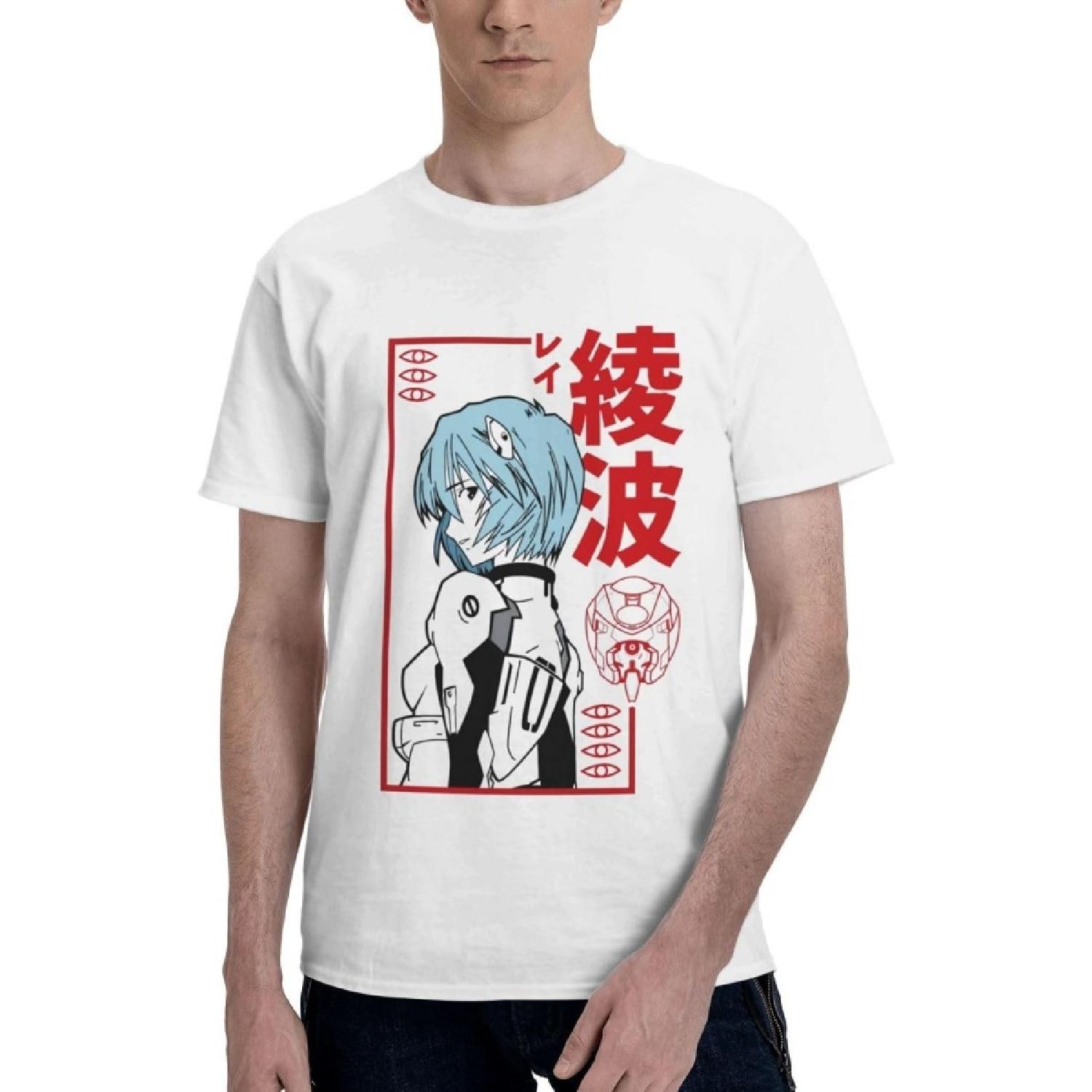 

Мужские футболки Leahy Evangelion Хлопковая футболка с коротким рукавом Топ(2) S белый