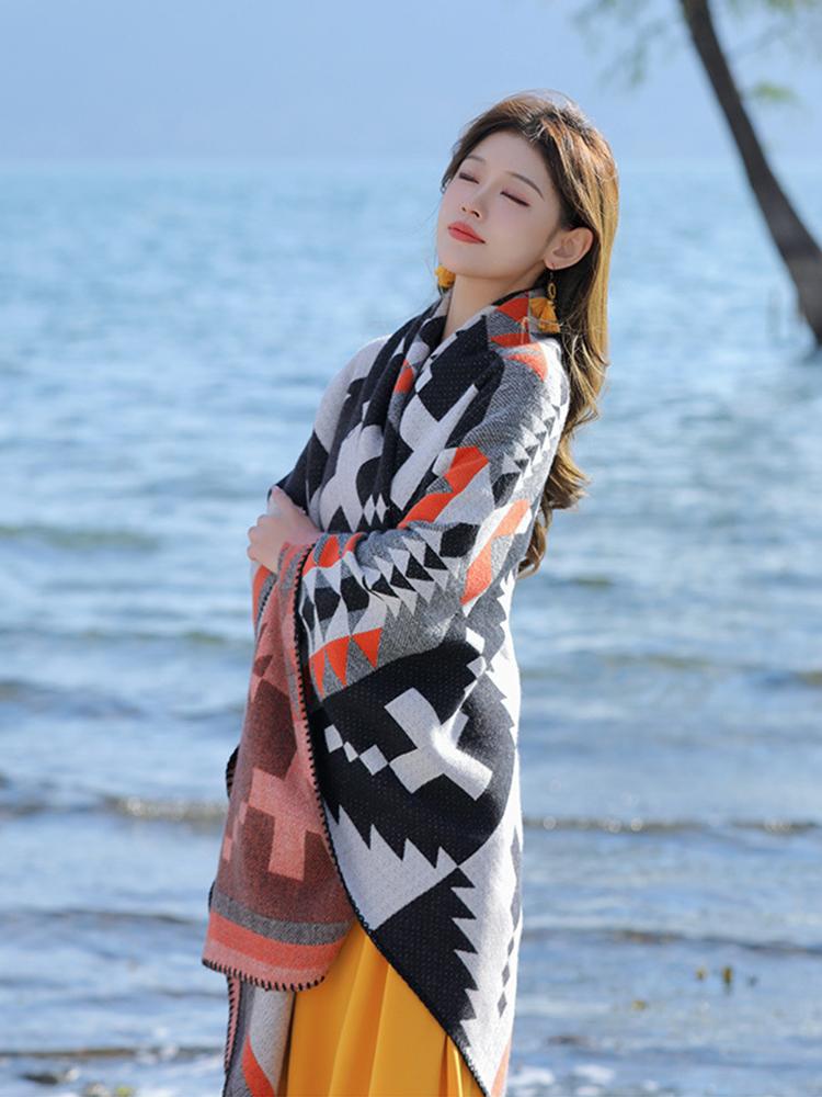 New  Knitted Elegant Women Scarf Winter Vintage Poncho Female Thick Wrap Blanket Capas Para Mujer Chales Pashmina Shawl Boho