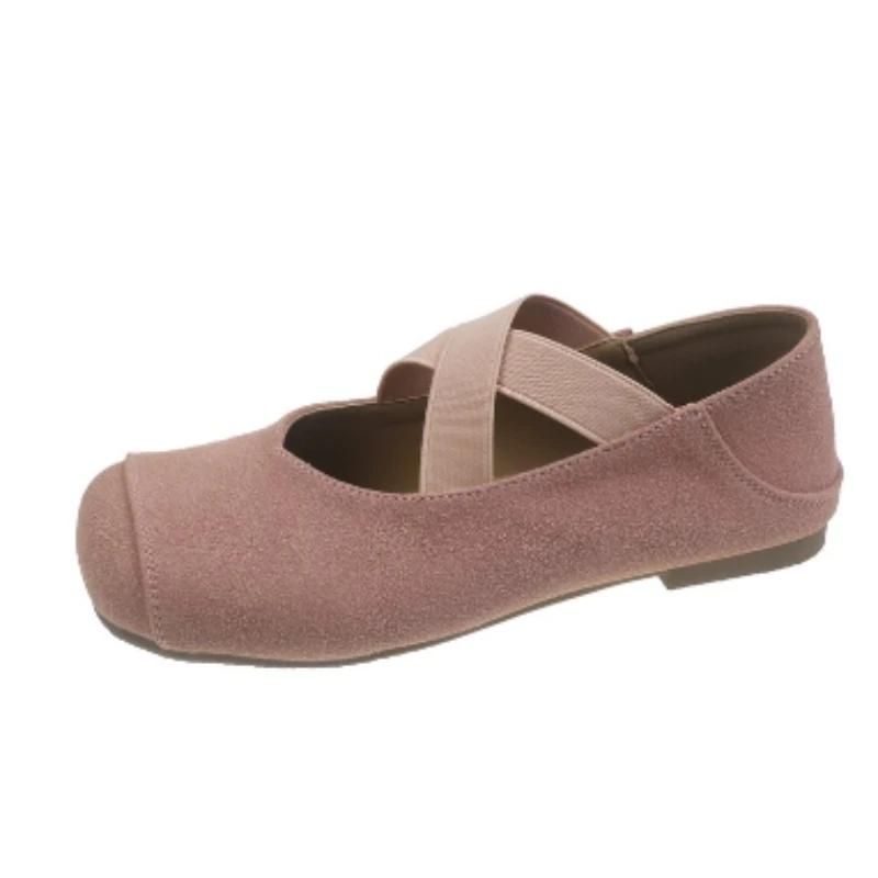 Pantofi de modă pentru femei 2024 de modă cu bandă elastică pantofi de damă toamnă cu vârful pătrat din piele intoarsa solidă talpa solft ocazional pantofi comozi plati