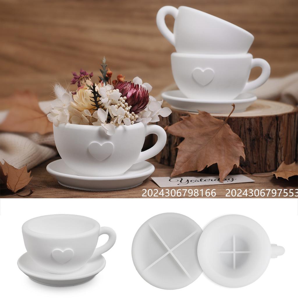 Portacandele a forma di tazza da tè Stampo in silicone a forma di tazza da caffè Stampo in silicone per flacone di sapone per Artigianato in resina fai-da-te Decorazione da tavola invernale per la casa