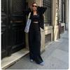 YYFS Pantaloni da donna a maniche lunghe con stampa tinta unita primavera autunno moda casual
