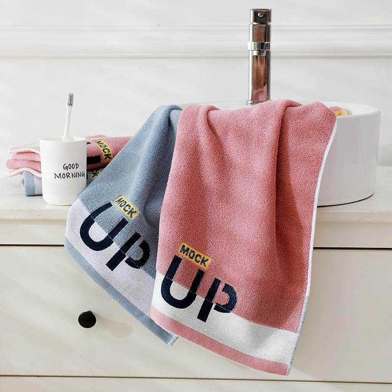 Pure Cotton Face Towel Cotton Home Letters Design Plush Bathing Absorb Water and Not Easy To Lose Hair Color Knitted Towel