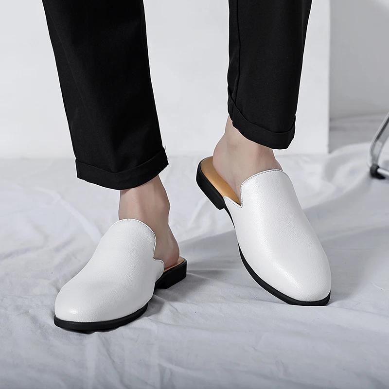 Fashion White Men’s Half Shoes For Men Shoes Mules Casual Designer Shoes Fashion Loafers Luxury Black Slippers 2024 Zapatillas Hombre