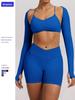 European & American Seamless Long-Sleeve Fitness Yoga Shawl Top for Women