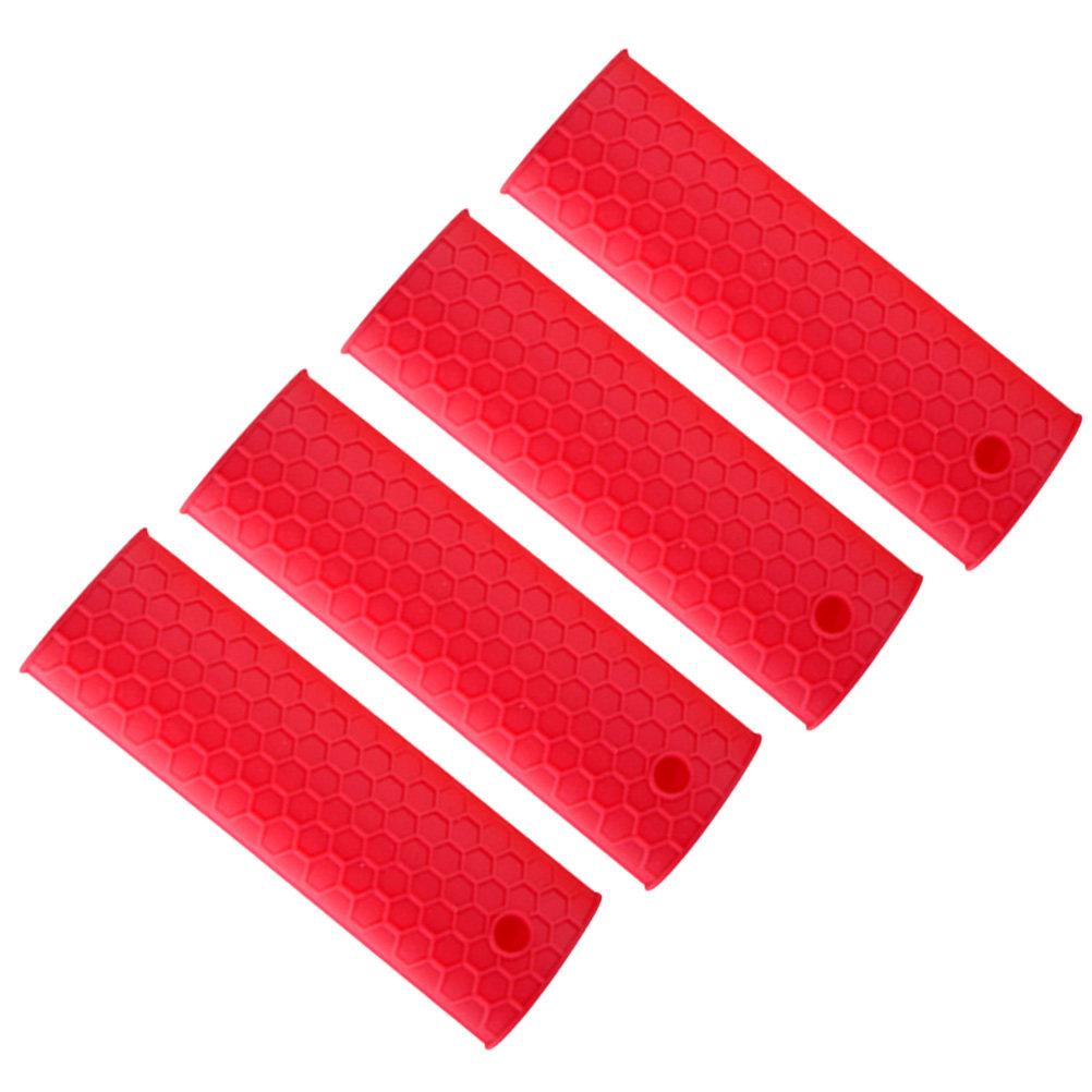 4 Pezzi Manico in Silicone per Pentola Resistente al Calore Antiscivolo Manicotto Copri Manico per Padella Utensile da Cucina Manico per Pentola
