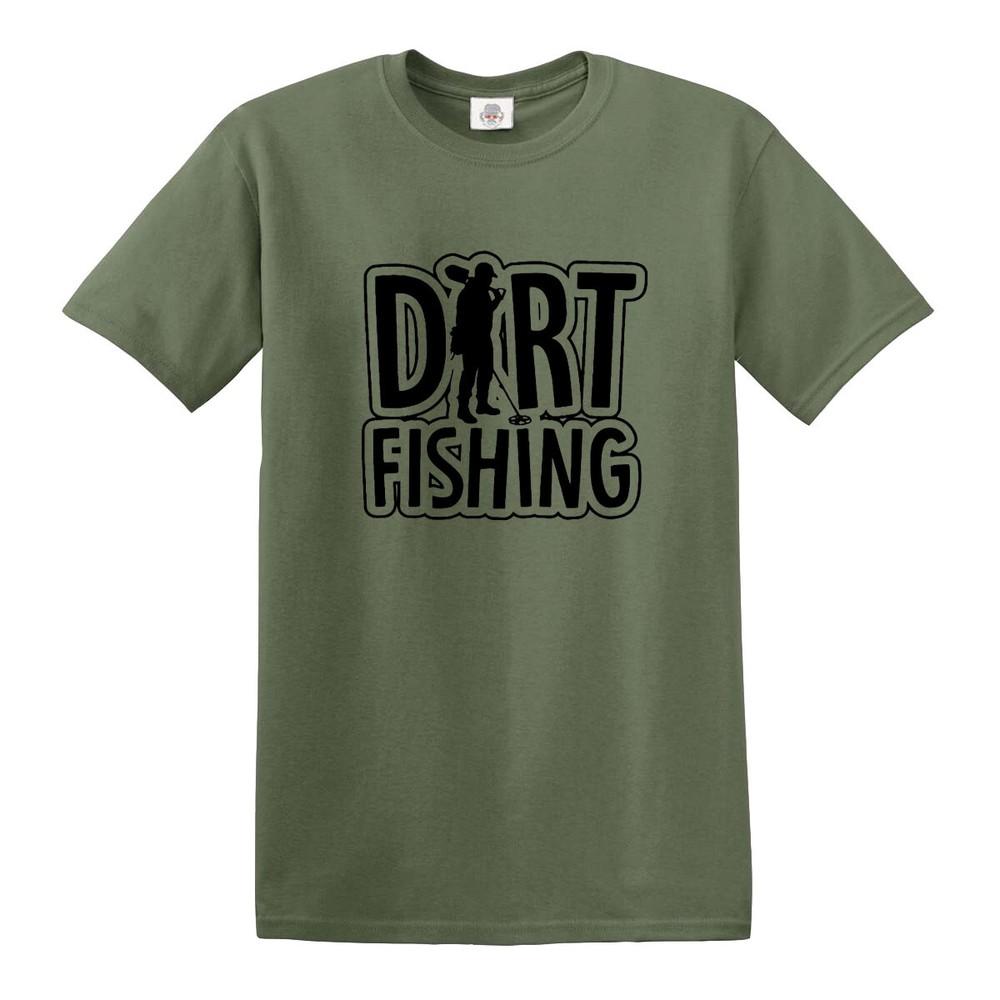 Dirt Fishing T Shirt Mens Funny Metal Detecting Detectorist Gift Present Tee Top