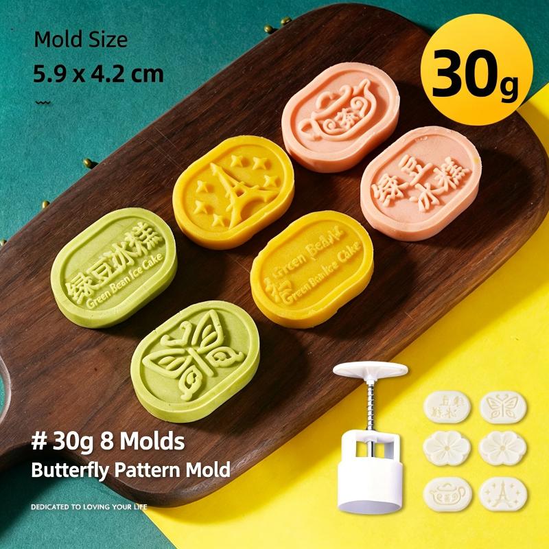 1 Set Diy Mooncake Mold Plastic Hand Press Pastry Mold Mung Bean Cake Embossing Kitchen Baking Tool Cookie Moon Cake Cutter