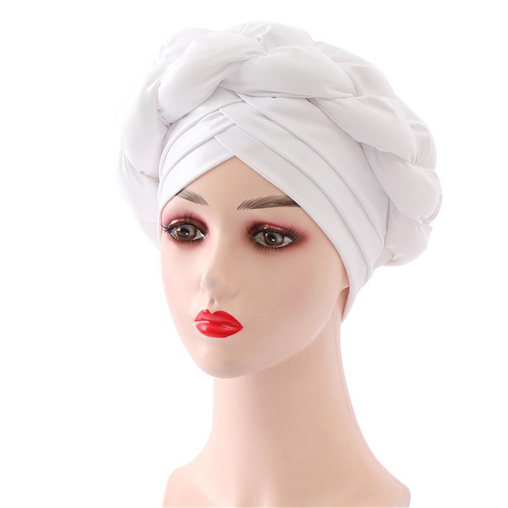 Forehead Cross Turban Cap For Women Braid Head Wraps African Lady Cap Muslim Headscarf Bonnet Turbante Mujer