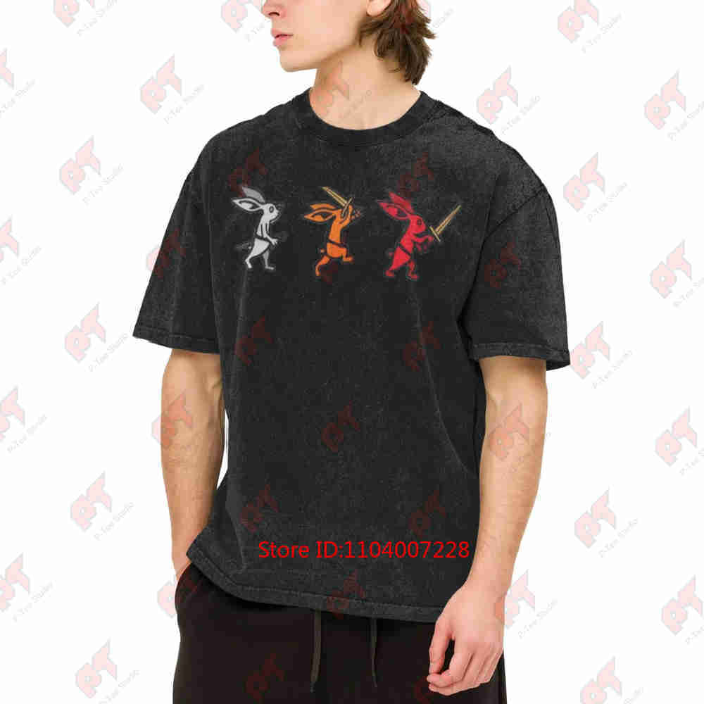 Kingdom Come Deliverance II Rabbit Trio Vintage Washed Tee Pure Cotton T-Shirt