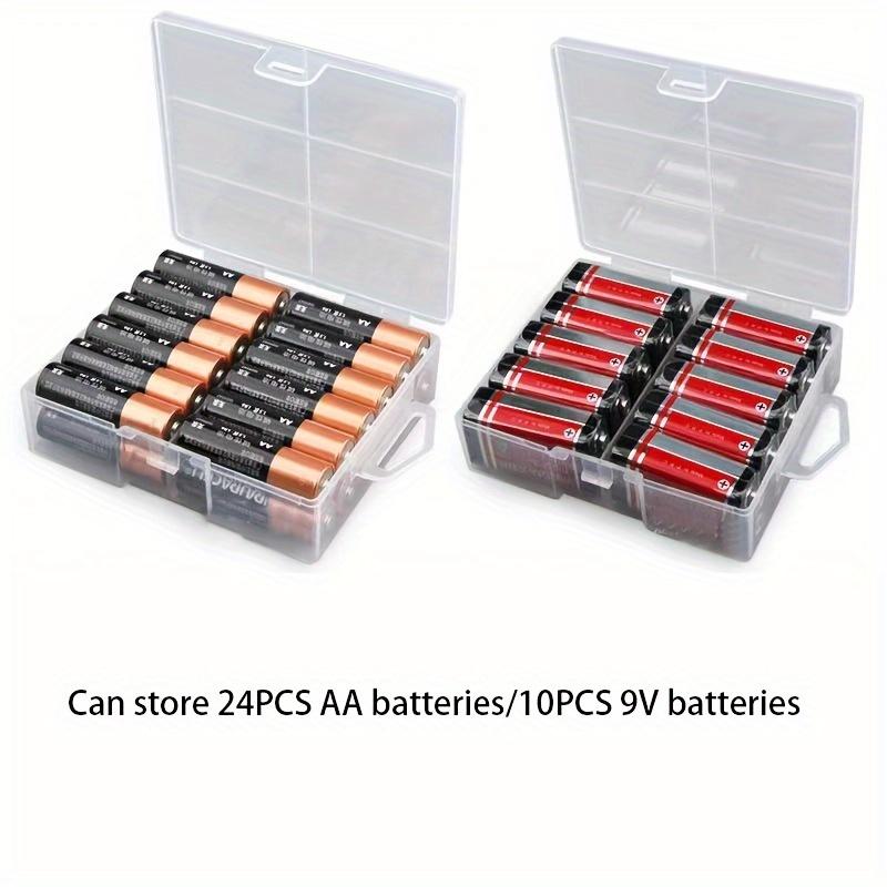 Versatile Transparent Battery Storage Box - Holds 24 AAA Batteries, Durable Plastic Organizer, Storage Bins for Home Organization